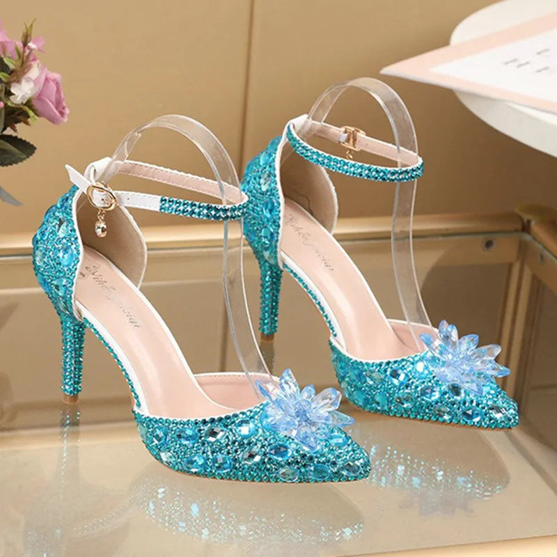 2025 Spring New Crystal Flash Diamond 7 Colors Wedding Bridesmaid Shoes Banquet Stiletto Women's Shoes heels_bridal