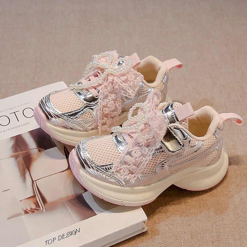 Girls Sports Shoes Spring Autumn Pink Breathable Girls Casual Shoes 3-18 Years Old Beige Soft Non-slip Children's Single Shoes kids_shoes