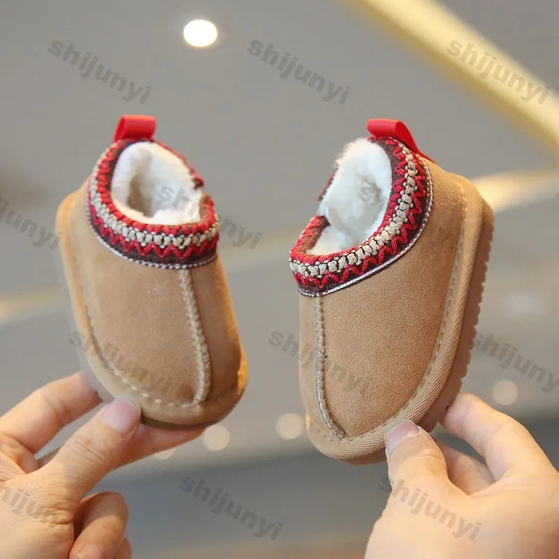 Baby Warm Casual Flat Low Top Snow Boots 2025 Winter Fashion Childrens' Concise Soft Soled Comfortable Non Slip Cotton Shoes kids_shoes