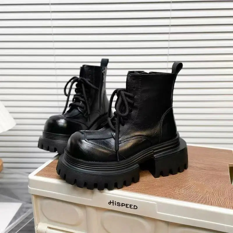 Women's Boots Flats Platform Designer Fad Sport Shoes for Woman Ankle Boots 2025 Winter New Trend Retro Motorcycle Boots Mujer boots_platform