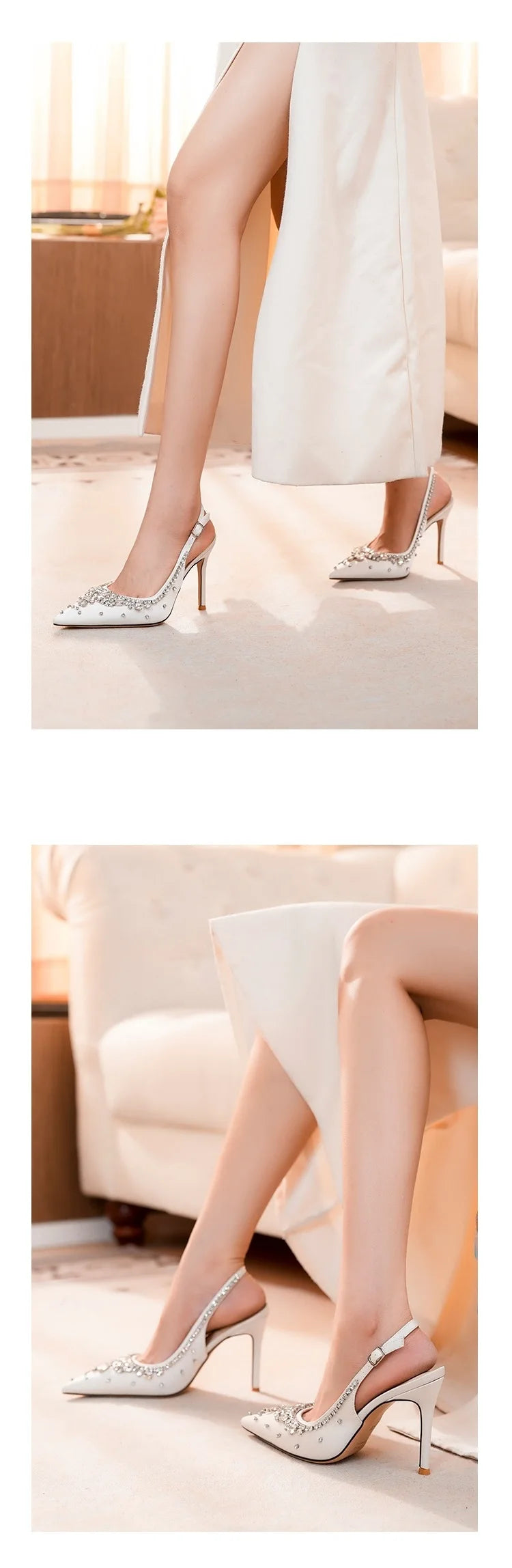 Thin high-heeled sandals spring and summer new pointed rhinestone silk wedding shoes banquet dress crystal women's shoes