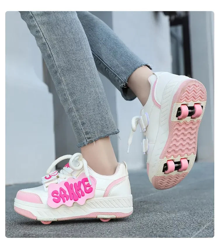 Fashion Roller Skate Shoes Kids Children Casual Sports Toy Gift Games Boys 4 Wheels Sneakers Girls Boots Ultra Light Rollerskate kids_shoes