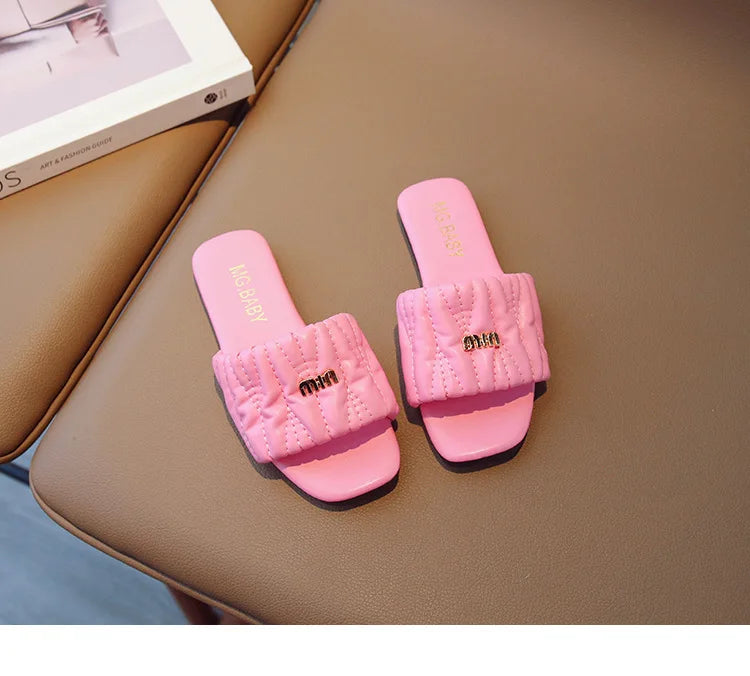 Summer Children's Shoes 2026 Children's flip-flops Women's Treasure candy-colored Princess flip-flops Girls' square toe slippers kids_shoes