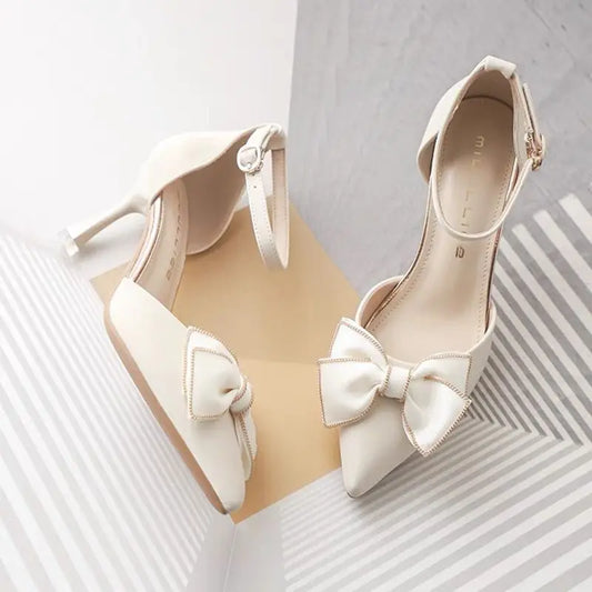 Medium Heel Heels Women's Shoes Trend Pointed Toe Butterfly Stilettos Elegant Dress Weddings Bridal Party White Designer heels_stiletto