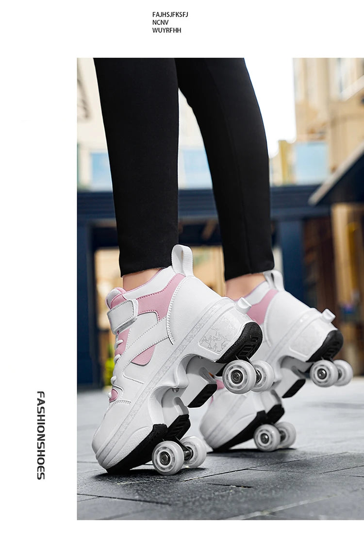 Girls Pink Roller Skate Shoes Sneakers With Wheels Children Rollerskates Fashion Outdoor Sports Shoes Girls Gifts kids_shoes