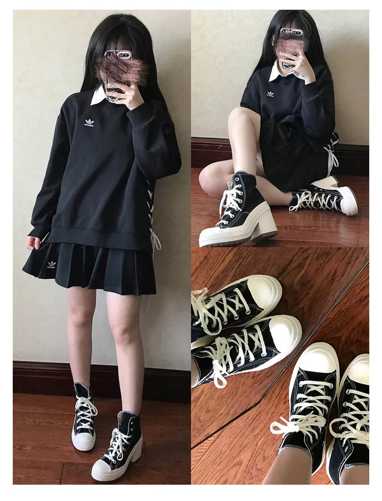 Women Platform Sneakers Canvas Shoes Personalized Luxry Heels Skateboard Lace Up Casual Fashion Outdoor Sneakers sneakers_platform