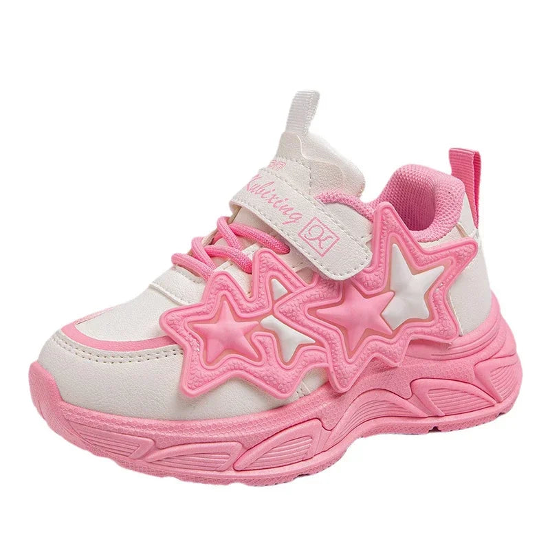 Children Casual Shoes for Girls Fashion Classic with Stars Girls Sports Running Sneakers Breathable PU + Rubber Anti-skid Soft kids_shoes