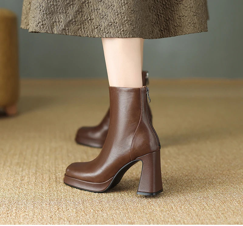 Night Club Platform Thick Heel Women Ankle Boots Fashion Square Toe Slim Short Booties Party Stripper Female Shoes boots_platform