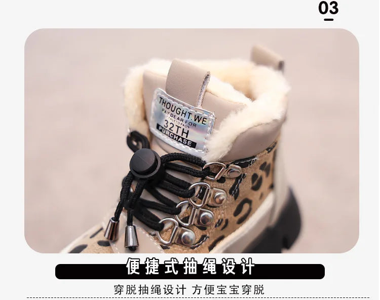 Warm Girl Boots Plush Anti Slip Winter Boot Casual Versatile Snow Boots Trendy Classic Girl Shoe Thick Soled Comfort Cotton Boot kids_shoes