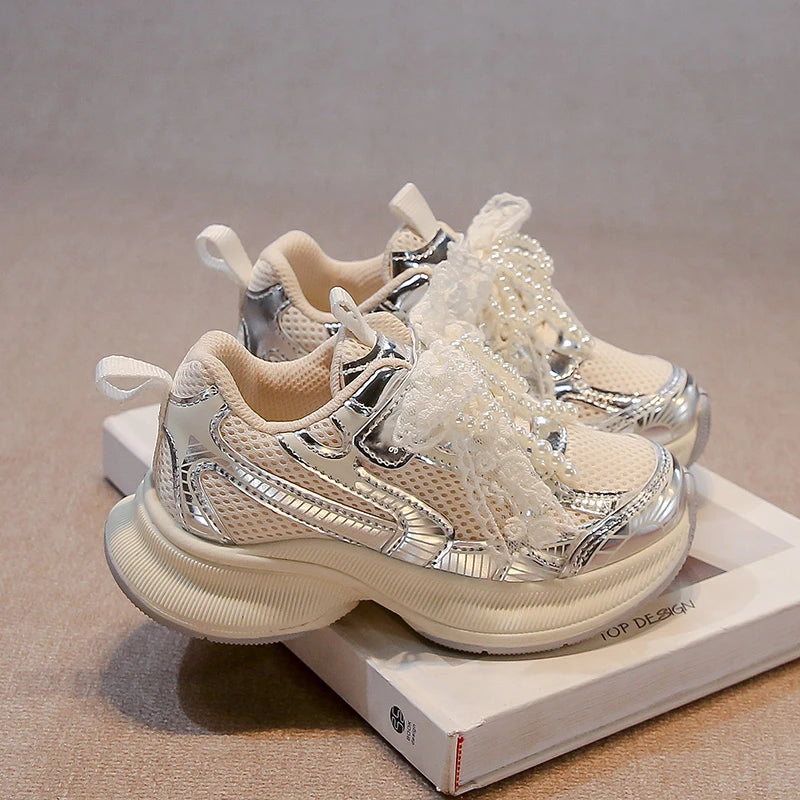 Girls Sports Shoes Spring Autumn Pink Breathable Girls Casual Shoes 3-18 Years Old Beige Soft Non-slip Children's Single Shoes kids_shoes