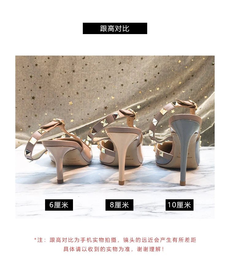 Shoes For Women 2025 Trend Luxury Metal Rivet High Heels Sandals Gladiator Pointed Toe Stiletto Heels Summer Sexy Party Shoes heels_stiletto