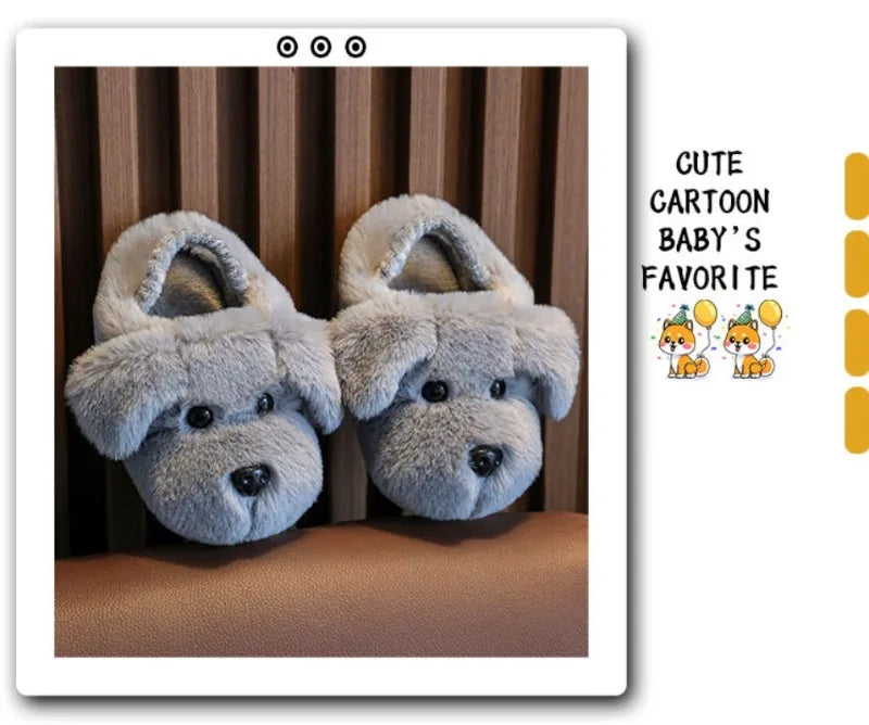 Children's Cotton Slippers for Boys Aged 1-5 Years Old Cute Cartoon Girls' Slippers Infants and Young Children Autumn and Winter kids_shoes