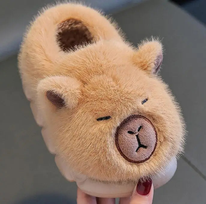Capybara Winter Cartoon Parent-child Cotton Shoes Warm Plush Slippers Children's Anti Slip Platform Women Indoor Warm Home Shoes kids_shoes