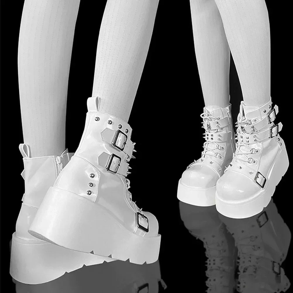 New Gothic Style Platform Vampire Cosplay Women Mid-calf Boots 2024 Winter Wedges Comfy Women Motorcycle Boots Shoes boots_platform