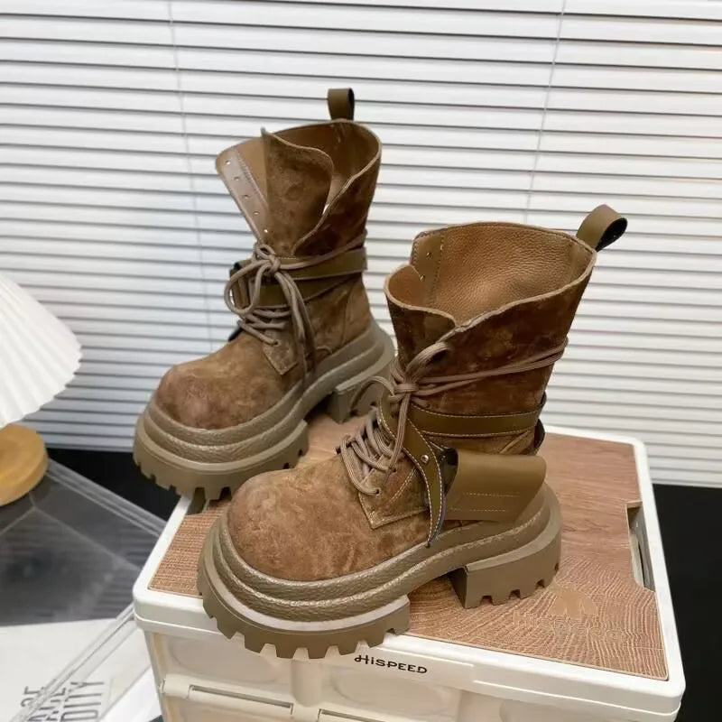 Flats Platform Women Ankle Boots Sport Lace Up Shoes Winter Snow Boots 2025 Trend Walking Running Shoes New Mujer Chelsea Boots boots_platform