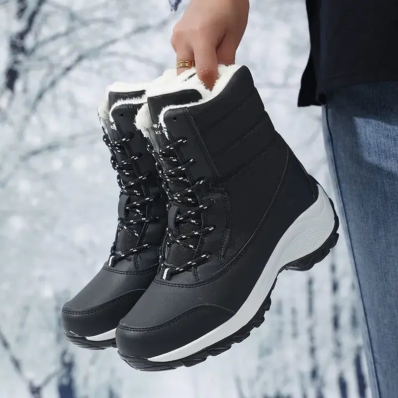 Snow Boots Women Platform Boots Non-slip Women Winter Shoes Fur Warm Ankle Boots for Women Wedges Waterproof Thigh High sneakers_platform