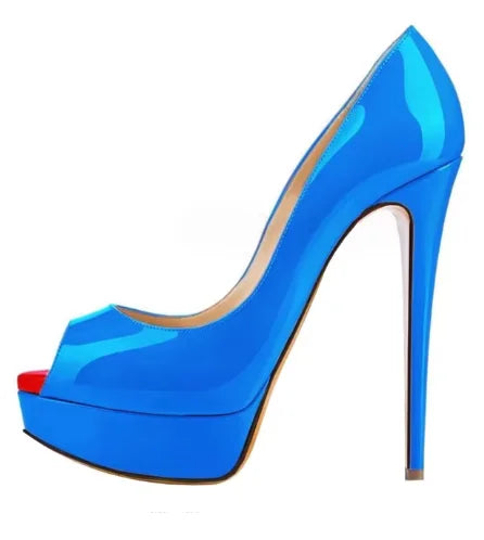 Women's Sexy Peep Toe Platform Stiletto Slip on Super High Heel Pumps Party Dress Wedding Shoes 14cm Big Size