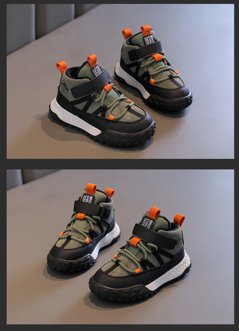 Children's Sneakers Autumn Winter Boys Sport Shoes Girls Plush Cashmere Warm Lined Casual Shoes Studnet Shoes Teen Running Flats