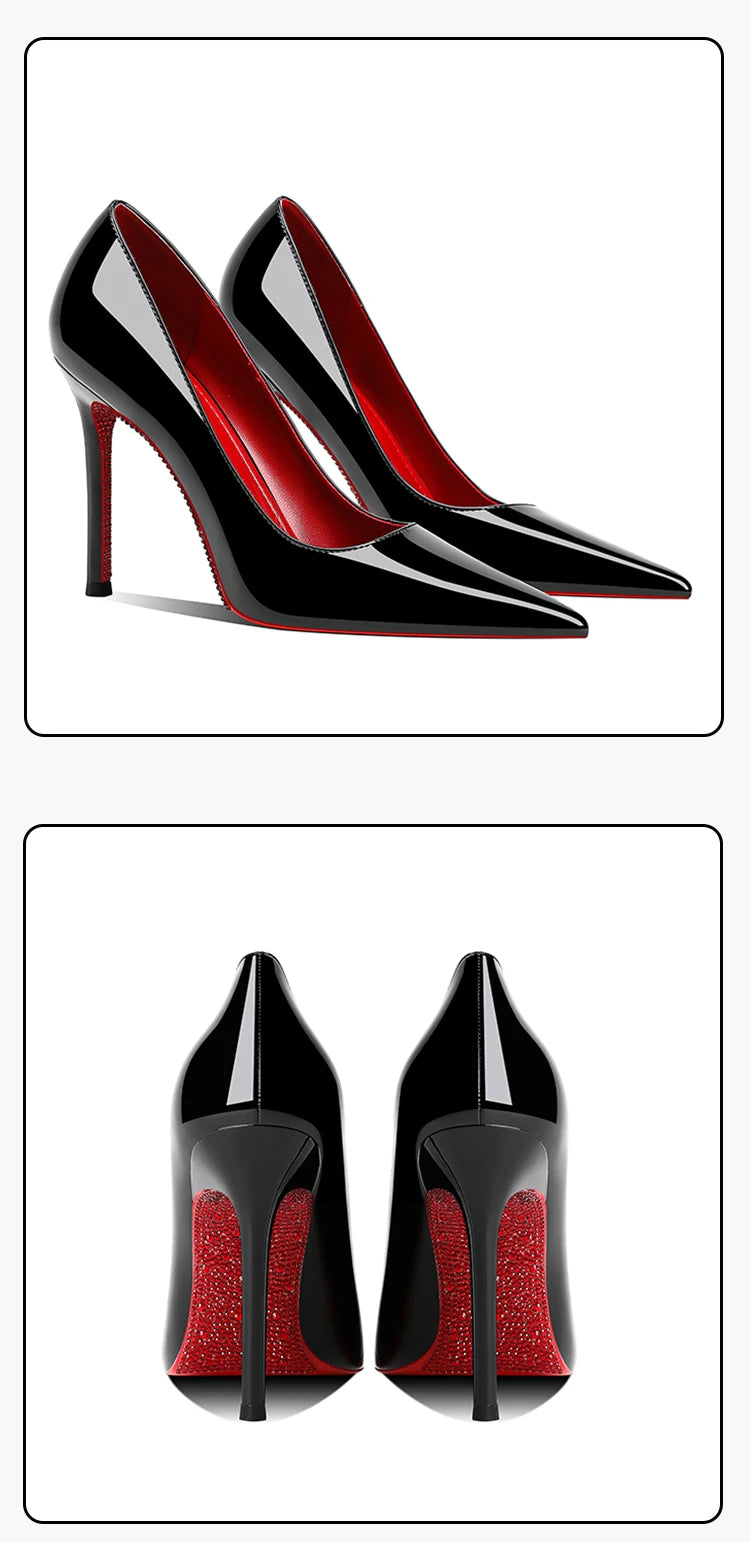 Women's heels 2025 New Luxury Brand Pumps Red Bottom Pointed Toe Rhinestone High Heels Elegant Stiletto Party Prom Ladies Shoes heels_stiletto