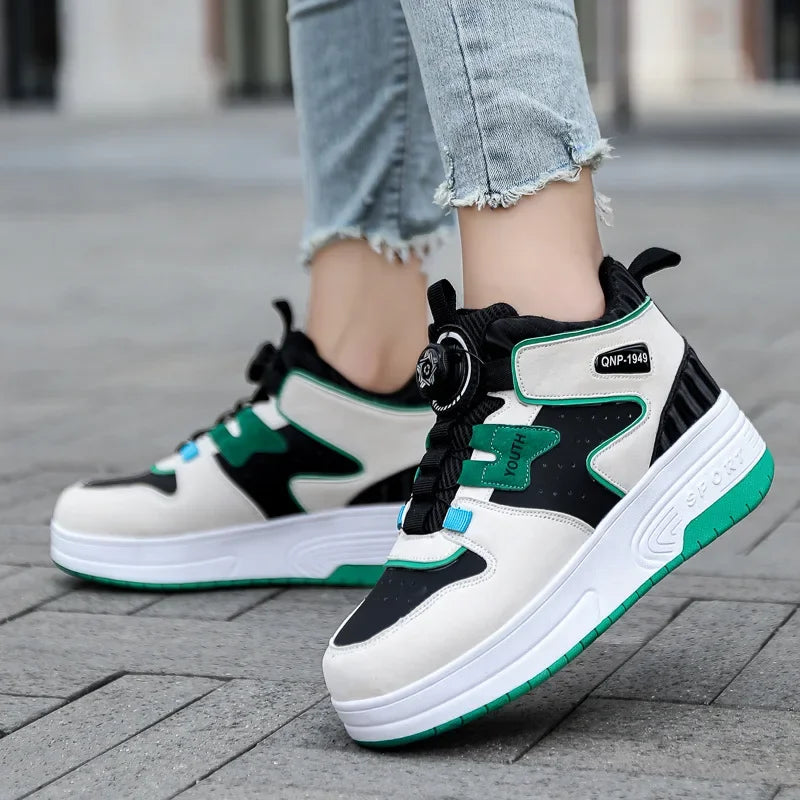 2026 Autumn Winter Popular Children's Roller Skates Men Women's Sport Shoes With Rotating Buckle And Wheels Single Row Skating kids_shoes