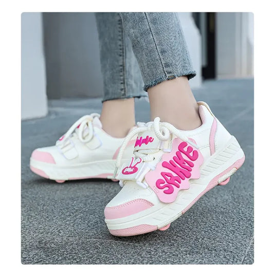 Fashion Roller Skate Shoes Kids Children Casual Sports Toy Gift Games Boys 4 Wheels Sneakers Girls Boots Ultra Light Rollerskate kids_shoes