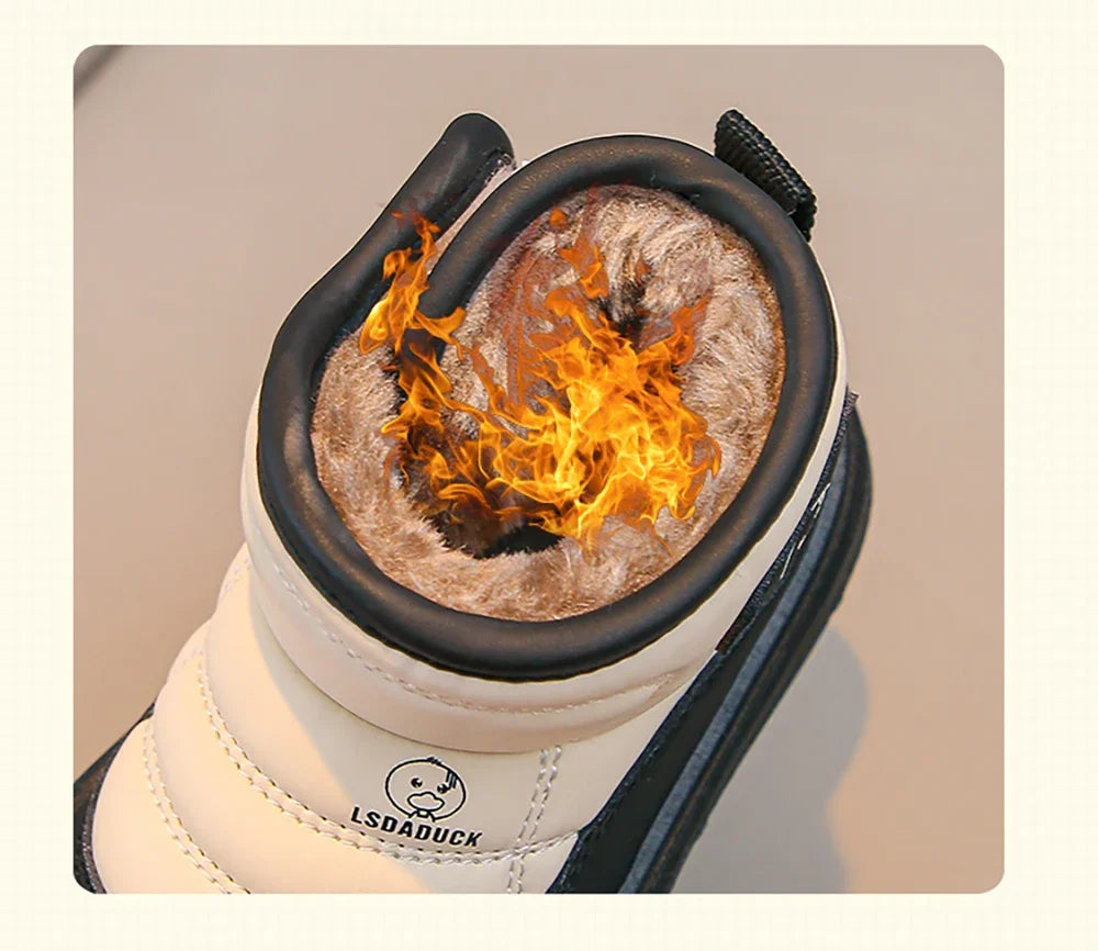 2025 New Winter Plush Snow Boots for Children Thick Warm Boy's Girl's Cotton Shoes Waterproof Kid's Winter Boots Velvet Shoe