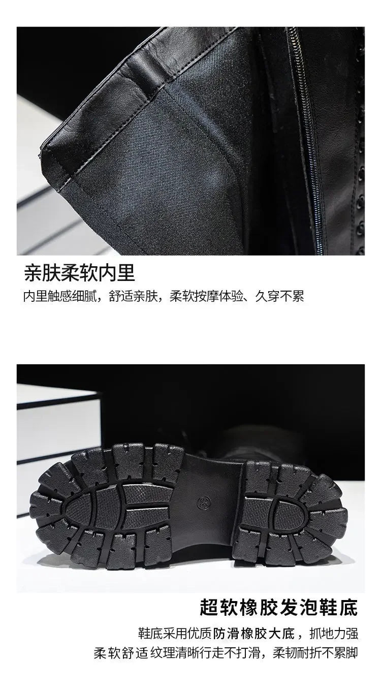 Women's Mid Calf Boots Padded Shoes Knee High Winter Sneakers Punk Style  Casual White Black  Platform Woman 2026 New boots_platform