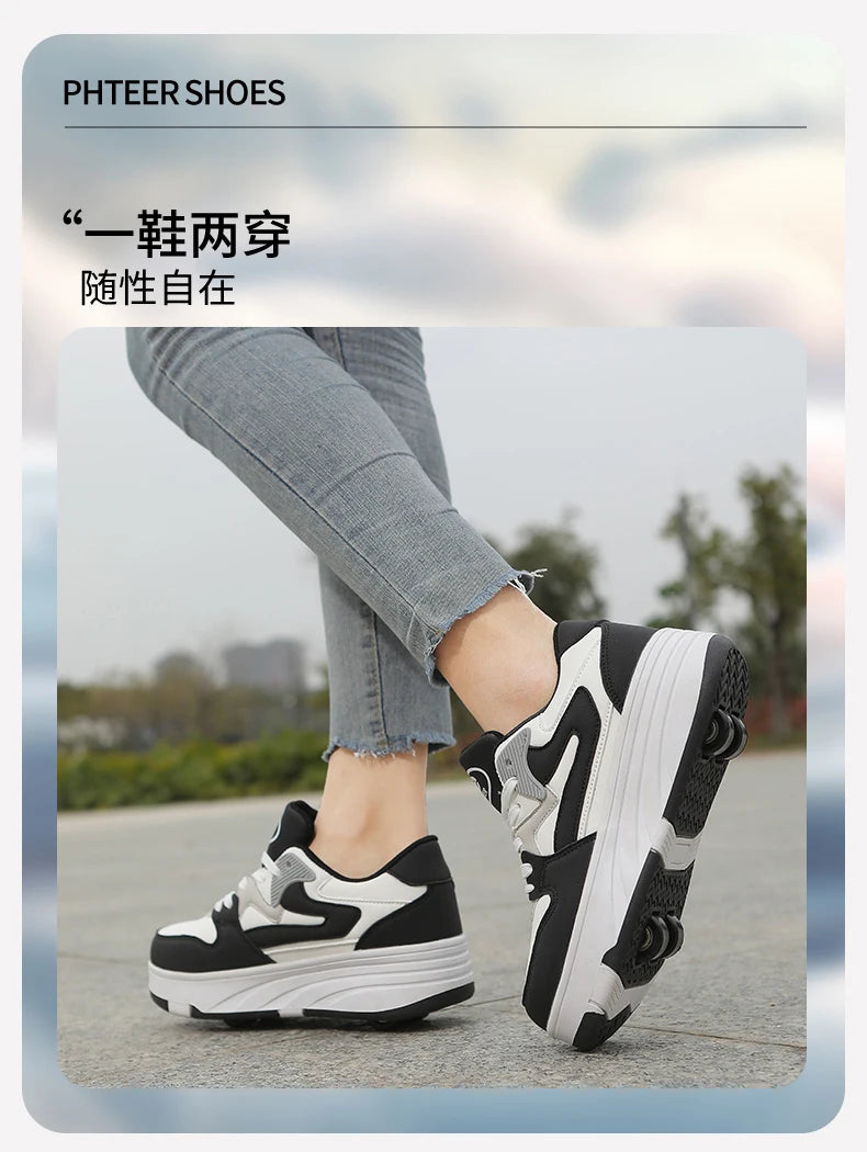 Children's Outdoor Sports Roller Skates Shoes Single Row Wheel kids Sliding Shoes four-Wheel for boys and grils kids_shoes