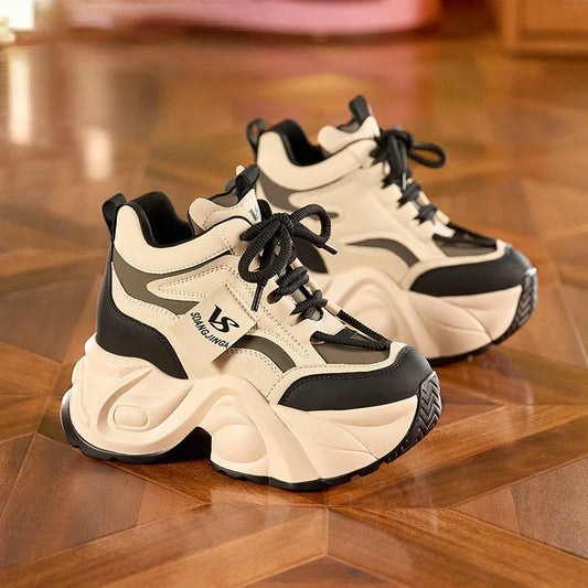 Women Dad Shoes Thick Sole Height Increasing Casual Shoes Chunky Sole Warm Comfortable Lace Up Platform Sneakers Ladies Shoe sneakers_platform