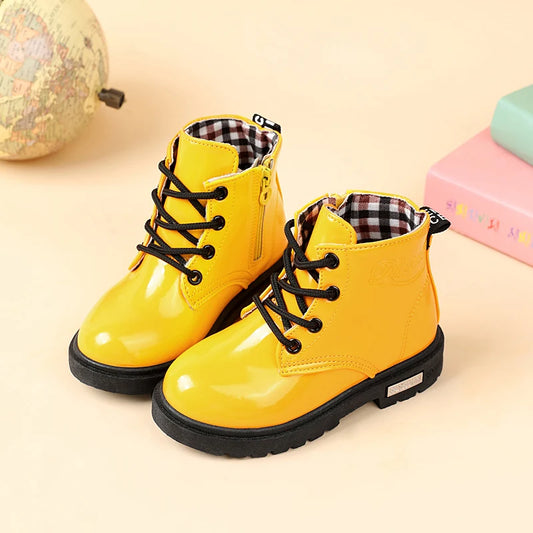 2026 New Winter Children Shoes PU Leather Waterproof Plush Boots Kids Snow Boots Brand Girls Boys Casual Boots Fashion Sneakers kids_shoes