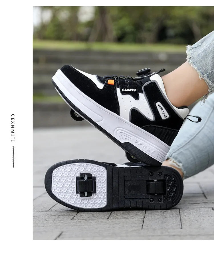 Children's Roller Skates Student Quad-Wheel Skates Women's Double-Wheel Deforming Boys' Inline Skates Cross-Border Supply Shoes kids_shoes