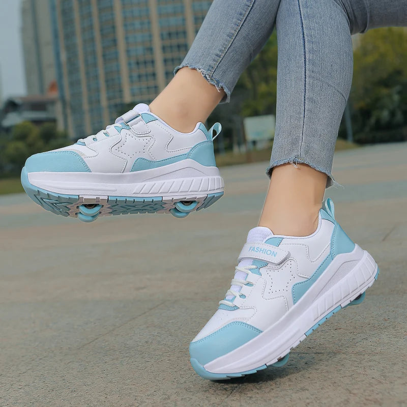 Kids Roller Skate Shoes Fashion Casual Sports Children 4-Wheels Sneakers for Boys and Girls Gift Nice Footwear kids_shoes