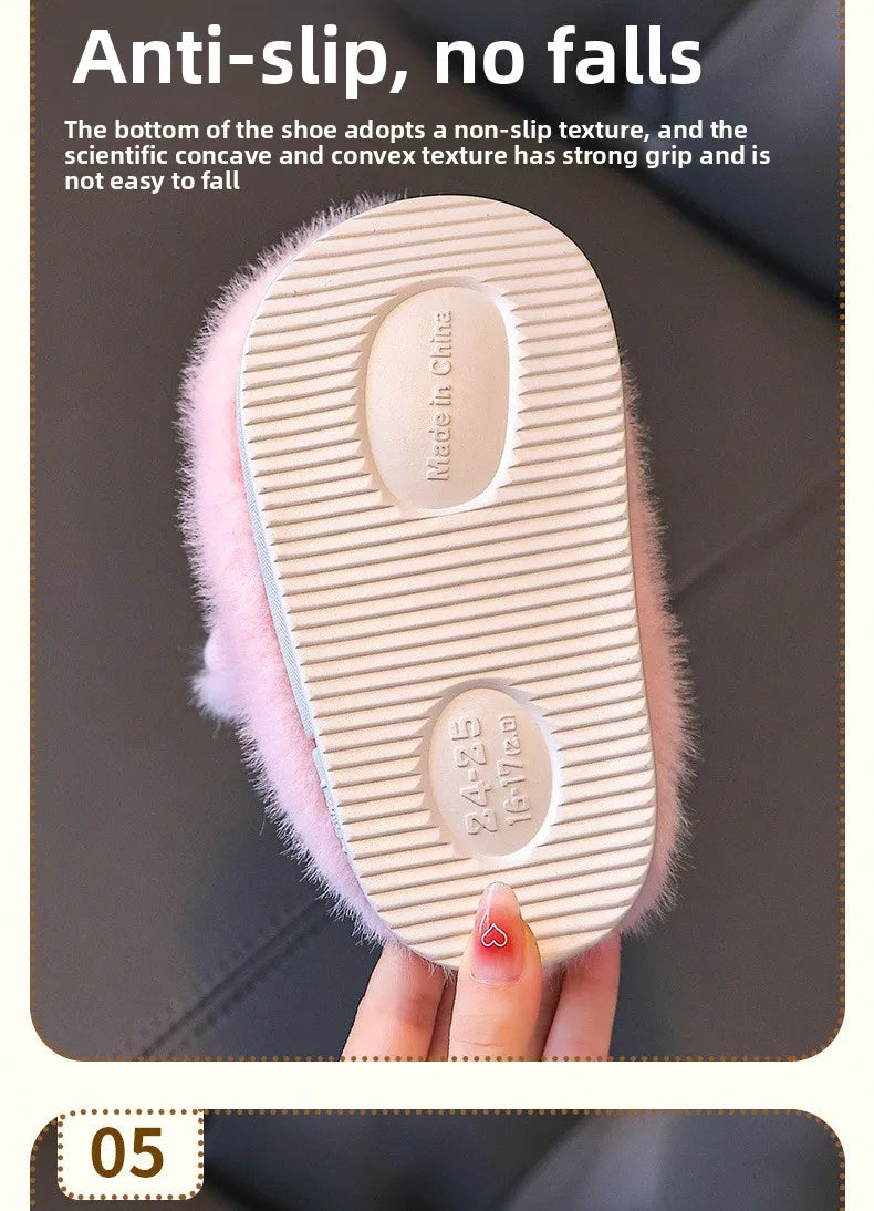 2025 New Winter Kids Plush Slippers Cartoon  Children's Indoor Slides Non-Slip Soft Mule Girls Boys Warm House Cotton Shoes kids_shoes