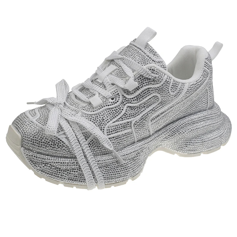 Man Tian Xing Shui Diamond Dad's Shoes for Women 2025 New Fashionable and Stylish Thick Soled Casual Sports Shoes sneakers_platform