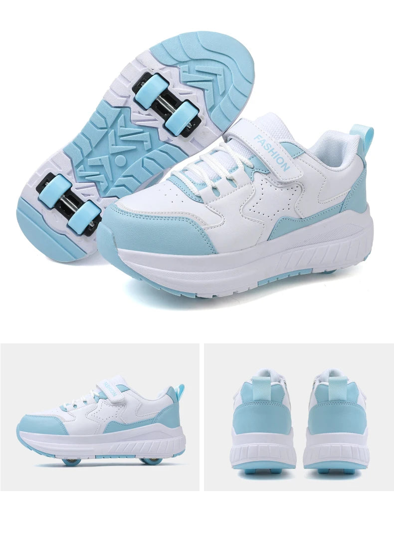 Kids Roller Skate Shoes Fashion Casual Sports Children 4-Wheels Sneakers for Boys and Girls Gift Nice Footwear kids_shoes