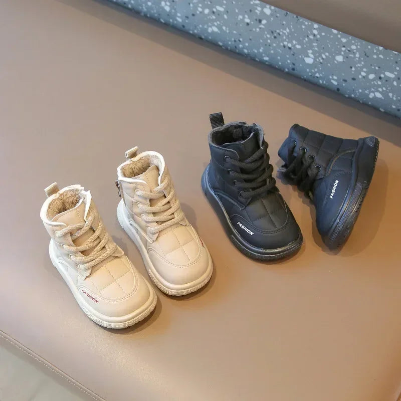 Winter Elegant Children Snow Boots Boys Girls Soft Warm Short Boot with Thick Fur Little Kids Cotton Shoes Cute Baby Boot H08104 kids_shoes