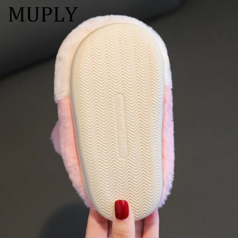 Boys Girls Warm Cotton Slippers Autumn and Winter Children Indoor Non-slip Cute Puppy Boy Andgirls Wool Slippers Home Kids Shoes kids_shoes