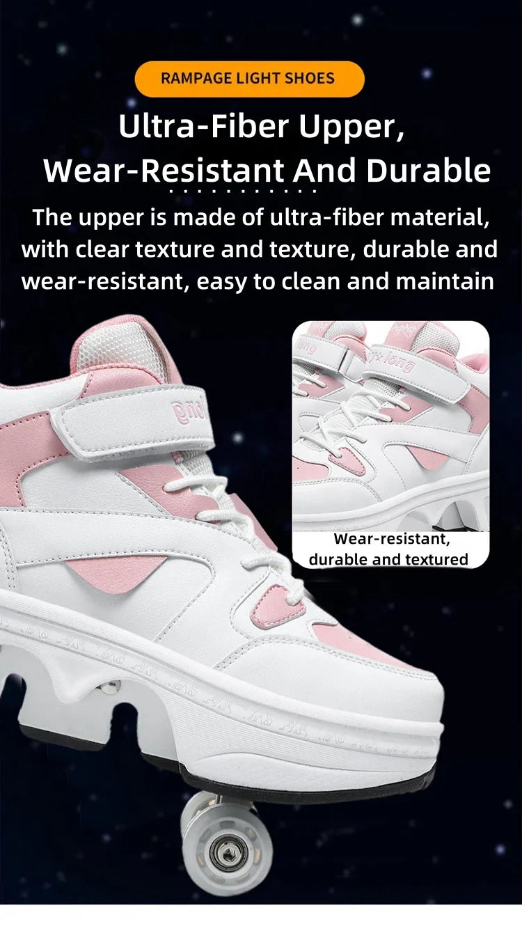 Girls Pink Roller Skate Shoes Sneakers With Wheels Children Rollerskates Fashion Outdoor Sports Shoes Girls Gifts kids_shoes