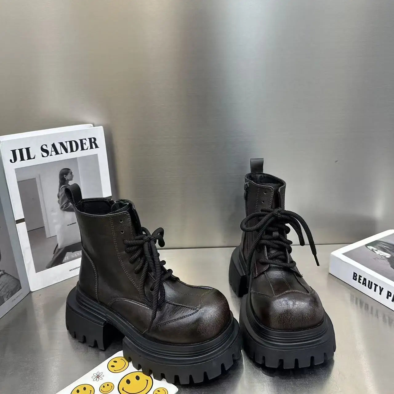 Women's Boots Flats Platform Designer Fad Sport Shoes for Woman Ankle Boots 2025 Winter New Trend Retro Motorcycle Boots Mujer boots_platform