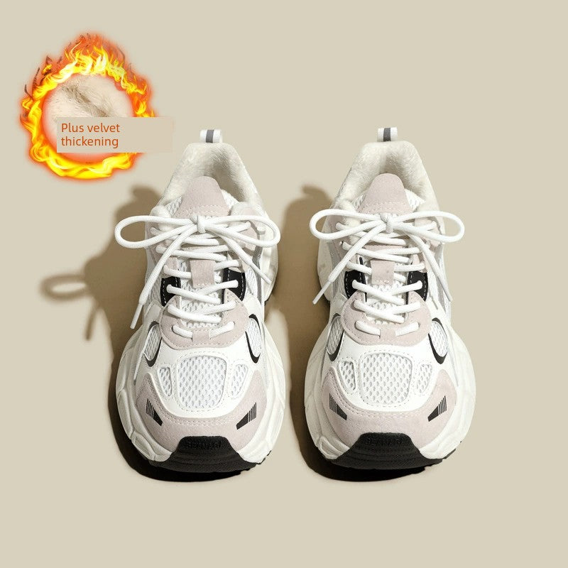 Internet Celebrity Autumn and Winter Fleece-Lined Platform Casual Daddy Shoes sneakers_platform