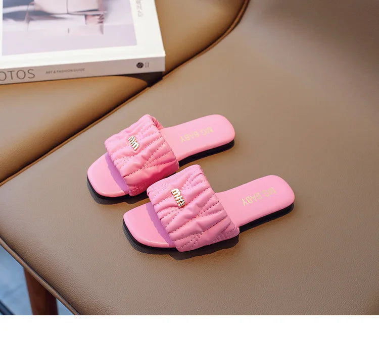 Summer Children's Shoes 2026 Children's flip-flops Women's Treasure candy-colored Princess flip-flops Girls' square toe slippers kids_shoes