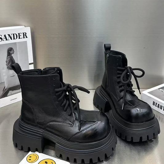 Women's Boots Flats Platform Designer Fad Sport Shoes for Woman Ankle Boots 2025 Winter New Trend Retro Motorcycle Boots Mujer boots_platform