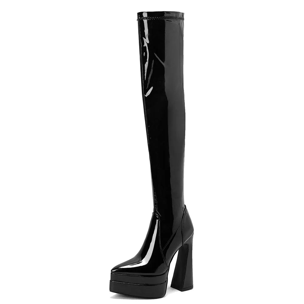 Pointed Toe Platform Women Over The Knee High Boots Dropship High Heel 2022 Winter Fashion Office Lady Women Shoes Big Size 43 boots_platform