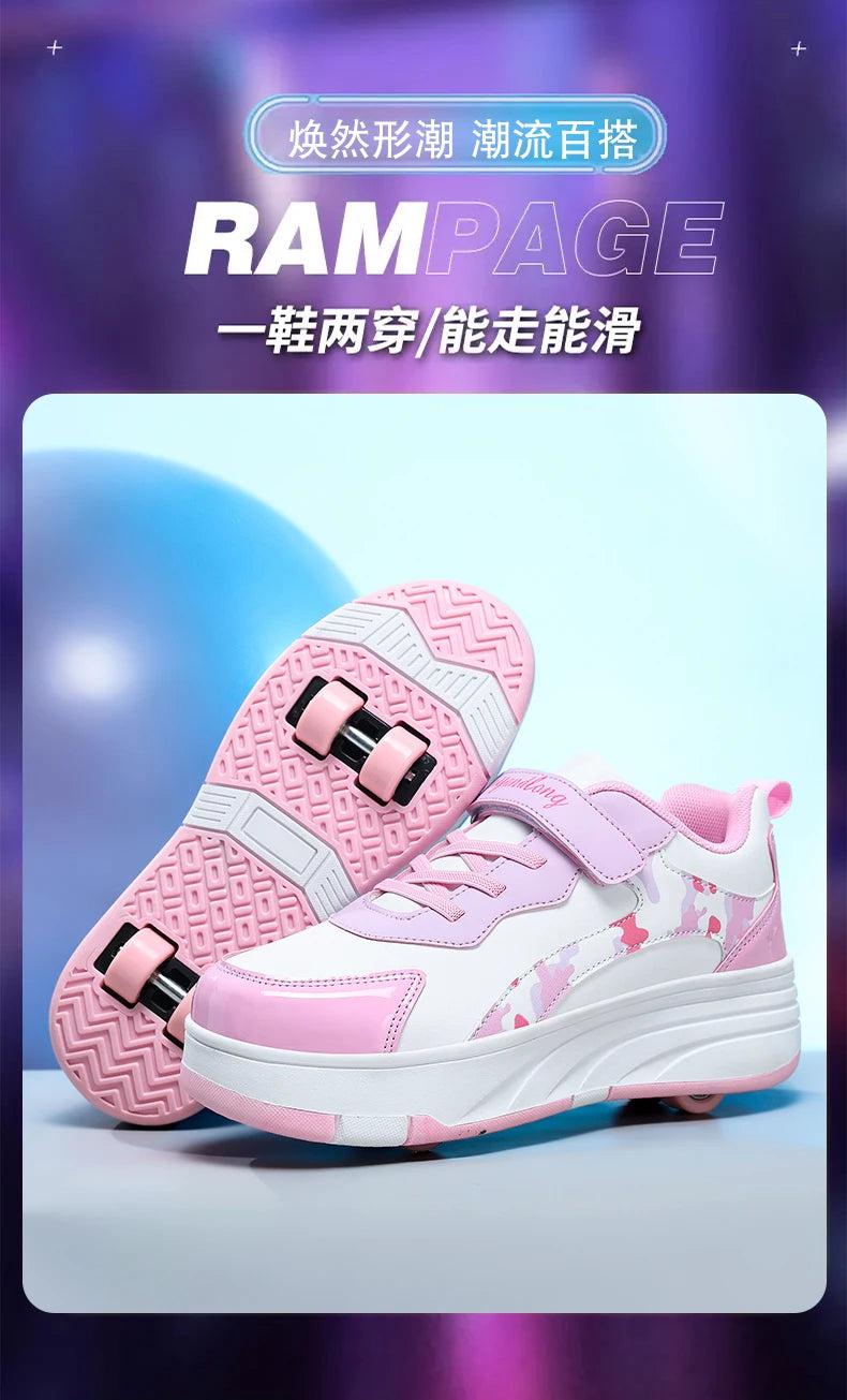 2025new Roller Skates Sneakers For Children Sports Shoes For Boys Retractable Skates With Removable Sheels Unisex kids_shoes