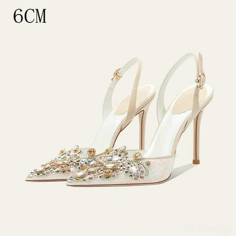 2025 New Baotou Fairy Wind Sandals Female Diamond-Pointed High Heels With Wedding Shoes Sexy Bridesmaid Shoes heels_bridal
