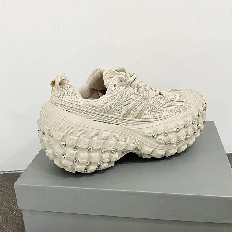 Fashion Brand Men's Or Women's Thick-soled Sports Shoes 2025 Spring New Rivet Design Couple Sports Shoes Breathable Casual Shoes sneakers_platform