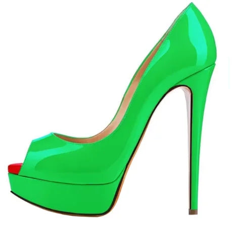 Women's Sexy Peep Toe Platform Stiletto Slip on Super High Heel Pumps Party Dress Wedding Shoes 14cm Big Size
