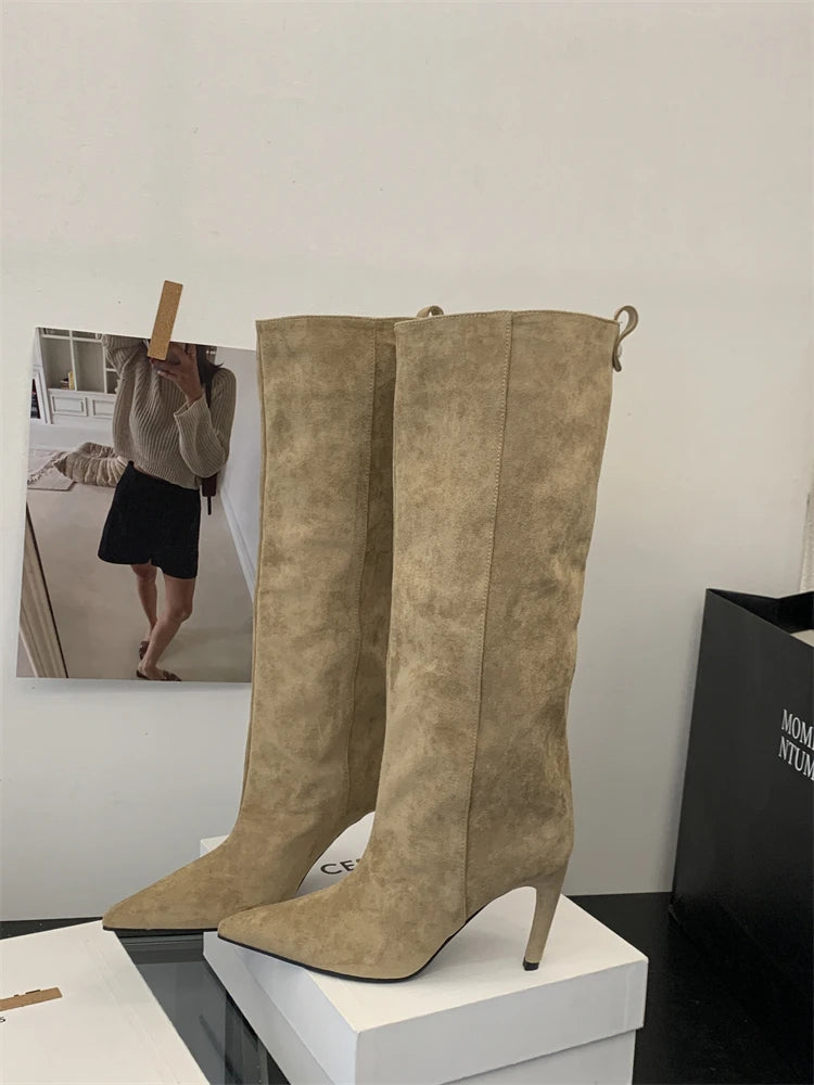 Eilyken Street Style Winter Pointed Toe Women Knee-High Boots Sexy Thin Thin Heels Female Shoes Punk Vintage Long Booties boots_highheel