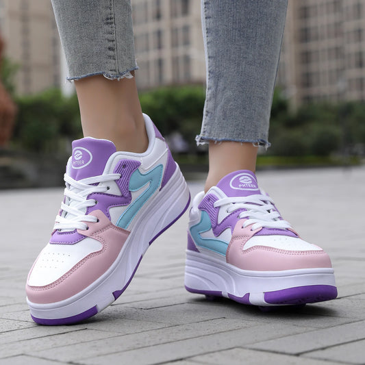 Children's Outdoor Sports Roller Skates Shoes Single Row Wheel kids Sliding Shoes four-Wheel for boys and grils kids_shoes