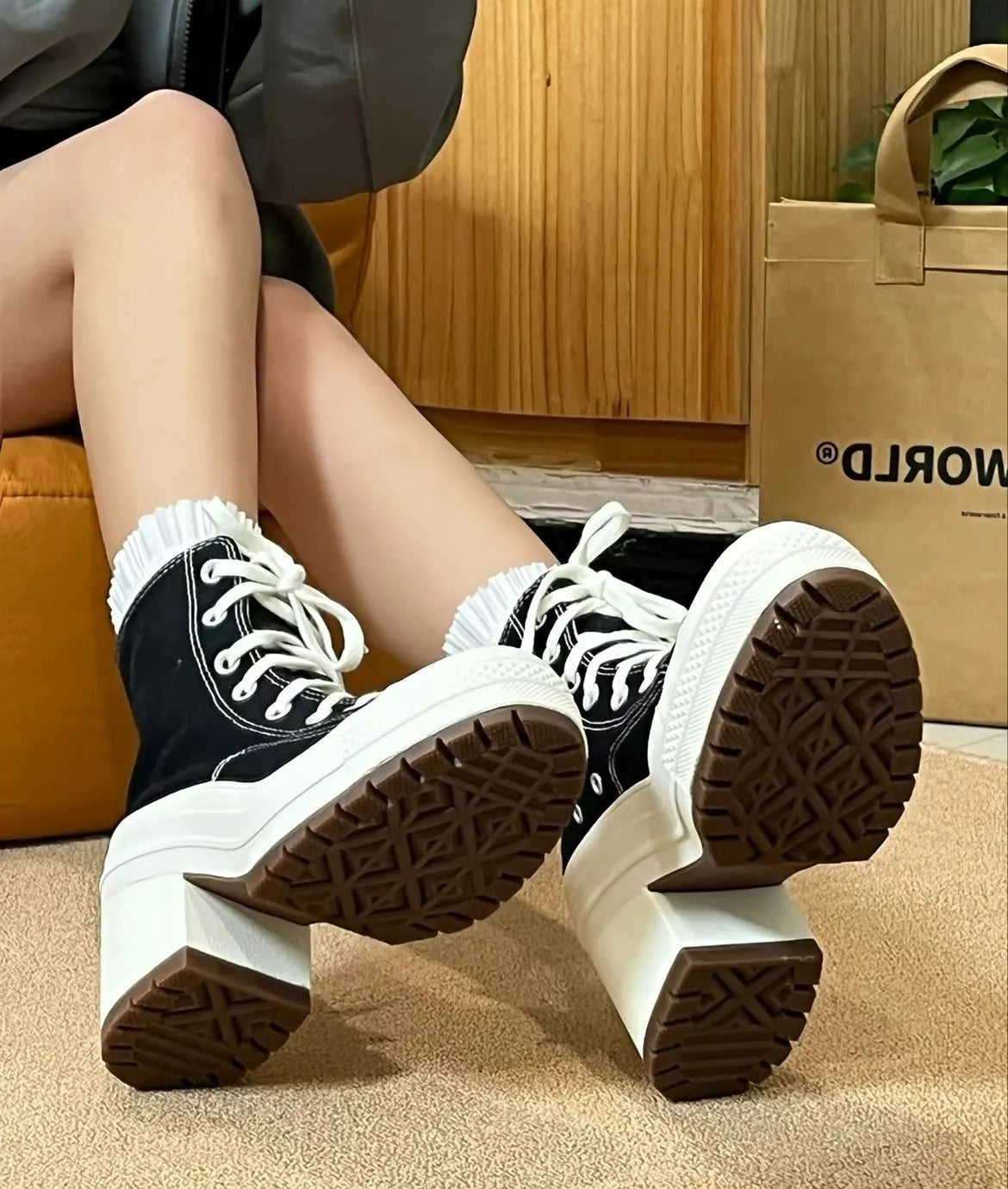 Women Platform Sneakers Canvas Shoes Personalized Luxry Heels Skateboard Lace Up Casual Fashion Outdoor Sneakers sneakers_platform